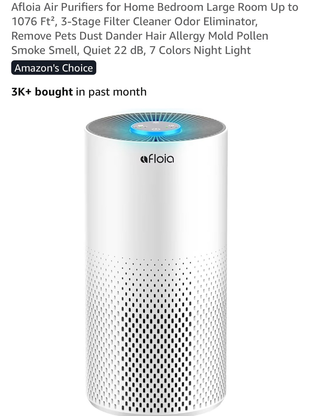 NWOT! Floia White Air Purifier with Energy Star - Picture 6 of 7